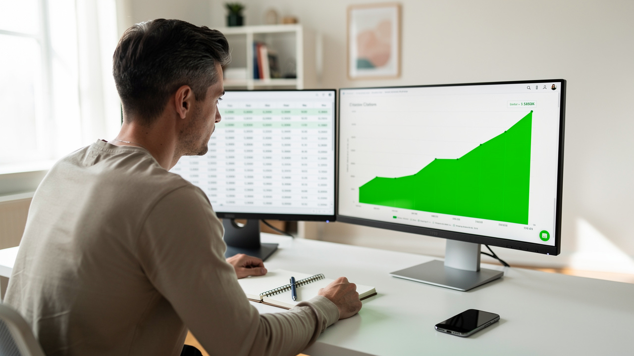 Professional tracking AI visibility metrics and citation data on monitors
